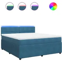 Syfax Giroletto a Molle con Materasso Blu 180x200 cm in Velluto