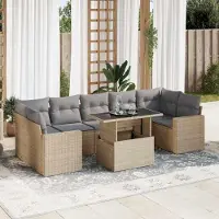 Prolenta Maison Exclusive - Set Divano da Giardino 8 pz con Cuscini Beige in Polyrattan