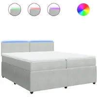 Syfax Giroletto a Molle con Materasso Grigio Chiaro 200x200cm Velluto