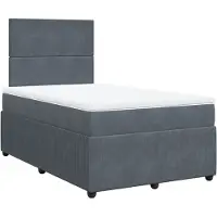 Syfax Giroletto a Molle con Materasso Grigio Scuro 120x200 cm Velluto
