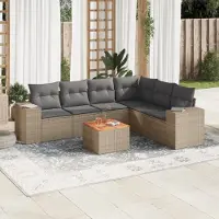 Prolenta Maison Exclusive - Set Divani da Giardino 7 pz con Cuscini Beige in Polyrattan