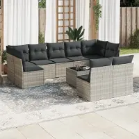 Prolenta Maison Exclusive - Set Divano Giardino 10 pz con Cuscini Grigio Chiaro Polyrattan