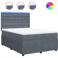 Syfax Giroletto a Molle con Materasso Grigio Scuro 160x200 cm Velluto