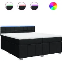 Syfax Giroletto a Molle con Materasso Nero 200x200 cm in Tessuto
