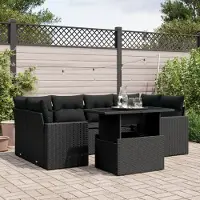Prolenta Maison Exclusive - Set Divani da Giardino con Cuscini 7pz Nero Polyrattan