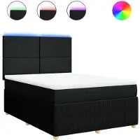 Syfax Giroletto a Molle con Materasso Nero 140x200 cm in Tessuto