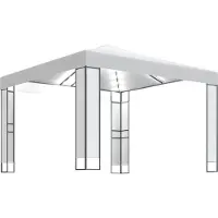 Syfax Gazebo con Tetto Doppio e Stringa di Luci LED 3x3 m Bianco