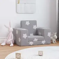 Prolenta Maison Exclusive - Divano letto per bambini, colore grigio chiaro, motivo stelle, tessuto morbido e peluche