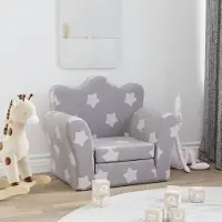 Prolenta Maison Exclusive - Divano letto per bambini, colore grigio chiaro, motivo stelle, tessuto morbido e peluche