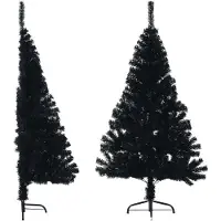 Syfax Albero di Natale Artificiale a Metà con Base Nero 120 cm PVC