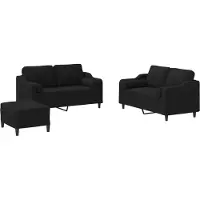 Syfax Set Divani 3 pz con Cuscini Nero in Tessuto