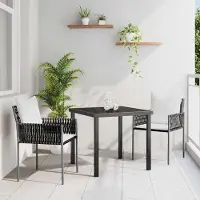 Prolenta Maison Exclusive - Set da giardino per esterni, composto da 3 pezzi, in rattan sintetico PE, color marrone e nero