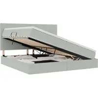 vidaXL Letto a castello con contenitore LED con materasso, grigio chiaro, 200 x 200 cm, velluto