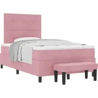 Syfax Letto a molle con testiera Rosa 200 x 120 cm Velluto