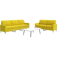 Prolenta Maison Exclusive - Set divano a 2 posti in tessuto giallo chiaro