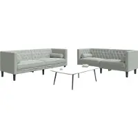 Prolenta Maison Exclusive - Set divano Chesterfield a 2 posti con cuscini per il collo, in velluto grigio chiaro