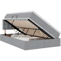 vidaXL Letto a castello con contenitore LED con materasso, grigio chiaro, 120 x 200 cm, tessuto