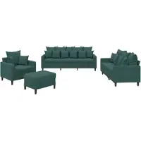 Syfax Set di Divani 4 pz con Cuscini Verde scuro in Velluto
