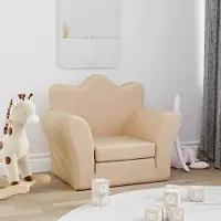 Prolenta Maison Exclusive - Divano letto per bambini color crema, morbido peluche