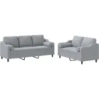Syfax Set Divani 2 pz con Cuscini Grigio Chiaro in Tessuto