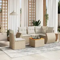 Prolenta Maison Exclusive - Set Divano da Giardino 6 pz con Cuscini Beige in Polyrattan