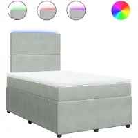 Syfax Giroletto a Molle con Materasso Grigio Chiaro 120x190cm Velluto