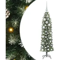 Syfax Albero di Natale Artificiale Sottile Verde e Bianco 120 cm