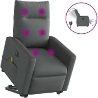 Syfax Poltrona Alzapersona Massaggi Elettrica Grigio Scuro Tessuto