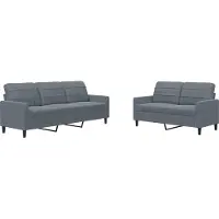 Syfax Set di Divani 2 pz con Cuscini Grigio Scuro in Velluto