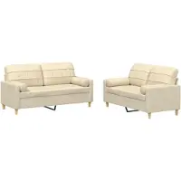 Syfax Set Divani 2 pz con Cuscini Crema in Tessuto
