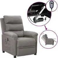 Prolenta Maison Exclusive - Poltrona relax elettrica Grigio chiaro Tessuto