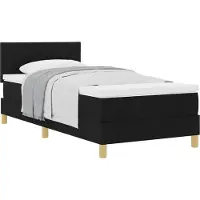 Syfax Letto a molle con cuscino con testiera Nero 90 x 200 cm Tessuto