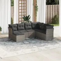 Prolenta Maison Exclusive - Set Divani da Giardino 7 pz con Cuscini Grigio in Polyrattan