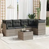 Prolenta Maison Exclusive - Set Divano da Giardino 6pz con Cuscini Grigio Chiaro Polyrattan