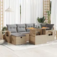Prolenta Maison Exclusive - Set Divano da Giardino 8 pz con Cuscini Beige Polyrattan Acacia