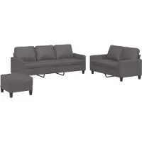 Syfax Set di Divani 3 pz con Cuscini Grigio in Pelle finta