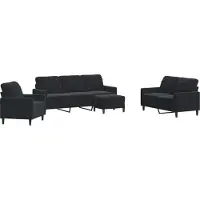 Syfax Set di Divani 4 pz con Cuscini Nero in Velluto