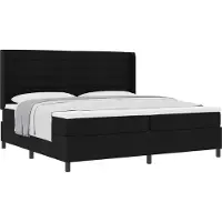 Syfax Letto a molle con materasso Nero 200 x 200 cm Tessuto