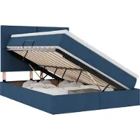 vidaXL Letto a castello con contenitore LED con materasso, blu, 140 x 200 cm, tessuto