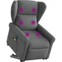 Syfax Poltrona Alzapersona Massaggi Elettrica Grigio Scuro Tessuto