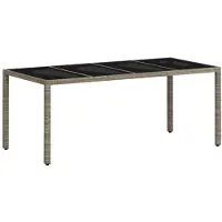 Syfax Tavolo Giardino Piano Vetro Grigio Chiaro 190x90x75 Polyrattan