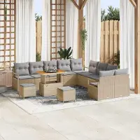 Prolenta Maison Exclusive - Set da giardino composto da 13 pezzi. Divano in rattan sintetico beige