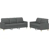 Syfax Set di Divani 2 pz con Cuscini Grigio Scuro in Tessuto
