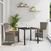 Prolenta Maison Exclusive - Set da pranzo per esterno, 3 pezzi, acciaio grigio verniciato a polvere