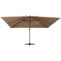Syfax Ombrellone a Sbalzo con LED Palo in Alluminio 400x300cm Tortora