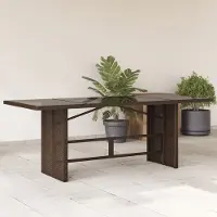 Prolenta Maison Exclusive - Tavolo da giardino con piano in vetro marrone 190x80x75 cm Poly Rattan
