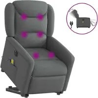 Syfax Poltrona Alzapersona Massaggi Elettrica Grigio Scuro Tessuto