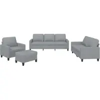 Syfax Set di Divani 4 pz con Cuscini Grigio Chiaro in Tessuto