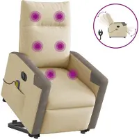 Syfax Poltrona Alzapersona Massaggiante Elettrica Crema in Tessuto