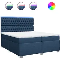 Syfax Giroletto a Molle con Materasso Blu 200x200 cm in Tessuto